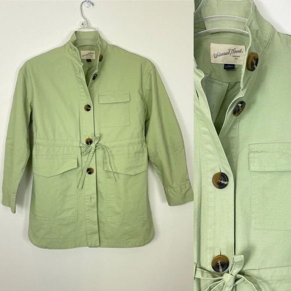 Universal Thread Womens Jacket XS Utility Long Green Button Up Front Pockets New - Picture 12 of 12